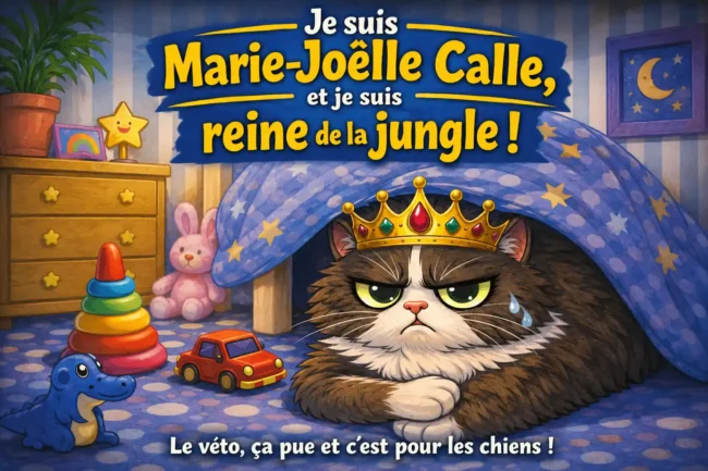 Marie-Joëlle, chatte au caractère bien trempé, raconte sa terrible expédition chez le vétérinaire, entre cachettes improvisées, voyage en caisse de transport, faux malaise et trahison humaine.