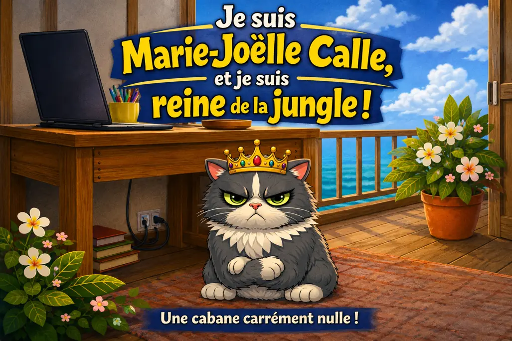 Histoire gratuite pour enfants : Marie-Joëlle Calle découvre une cabane en carton construite par Liam et sa maman sur la terrasse de leur maison à La Réunion.
