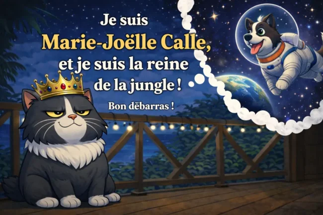 Marie-Joëlle Calle rêve du chien Charlie dans l’espace – Bon débarras