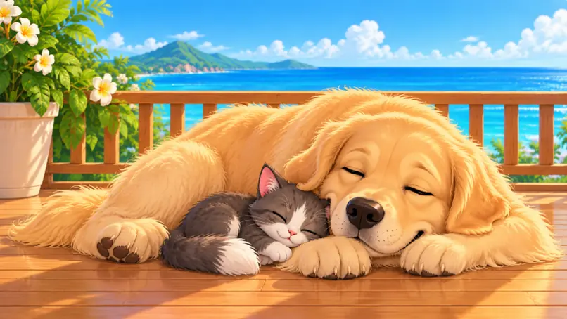 Marie-Joëlle et Louise font la sieste ensemble.