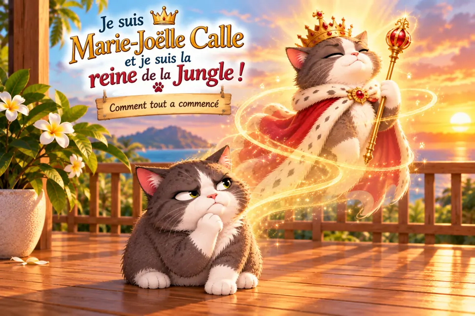 Marie-Joëlle Calle, chatte reine de la jungle, dans l’histoire jeunesse « Comment tout a commencé »