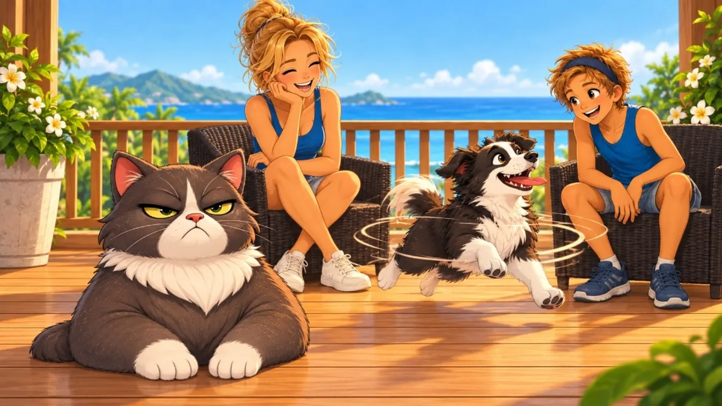 Marie-Joëlle observant sa famille pendant qu'elle gouverne