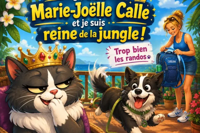 Marie-Joëlle, Charlie et Maman sur la couverture de l’histoire Trop bien, les randos !