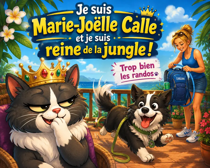 Marie-Joëlle, Charlie et Maman sur la couverture de l’histoire Trop bien, les randos !