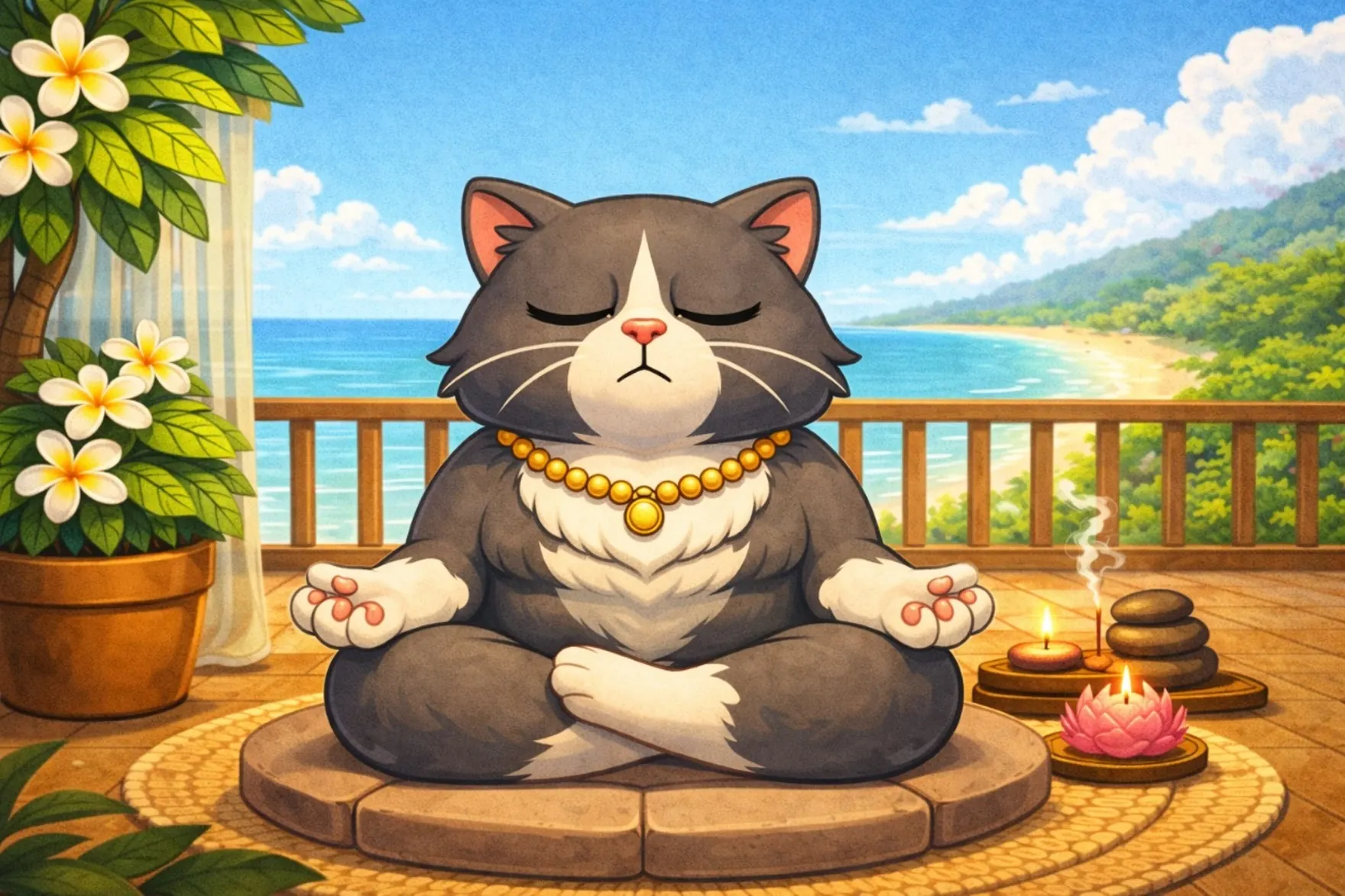Marie-Joëlle le chat méditant comme une reine zen