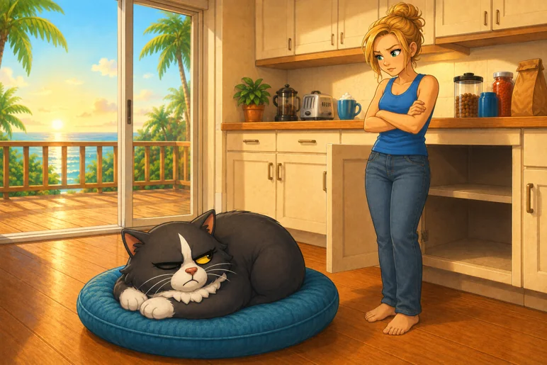 Le lendemain matin, Maman fait la leçon à Marie-Joëlle qui se réveille à peine.